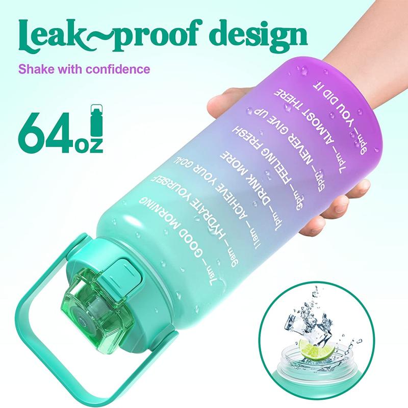 64oz Motivational Water Bottle BPA Free Water Jug with Handle 5