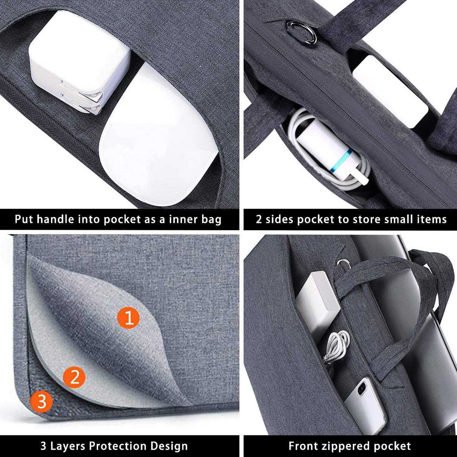 Waterproof Oxford Laptop Shoulder Bag w/ Pockets 4
