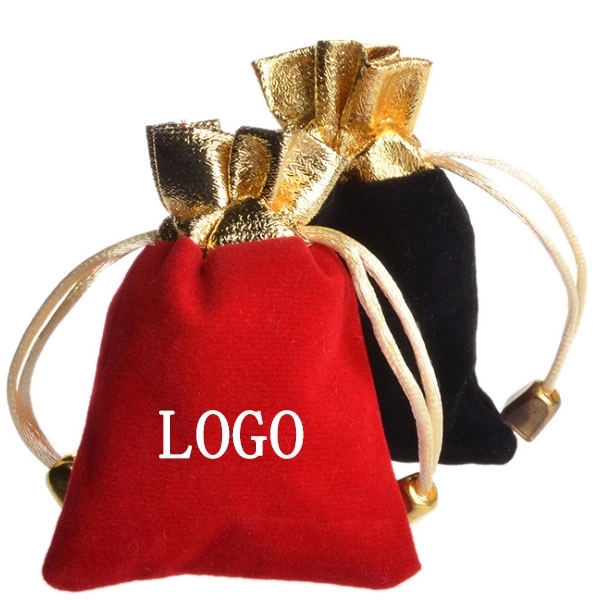 Velvet Gold Trim Drawstring Jewelry Gift Pouches 2