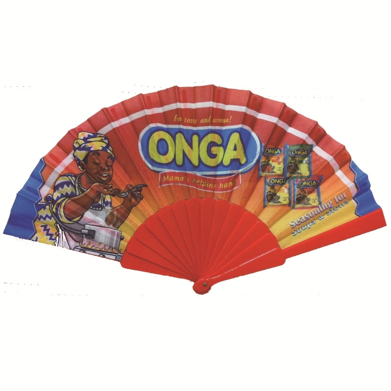 Cloth Fabric Folding Hand Fan - Plastic Handles 7