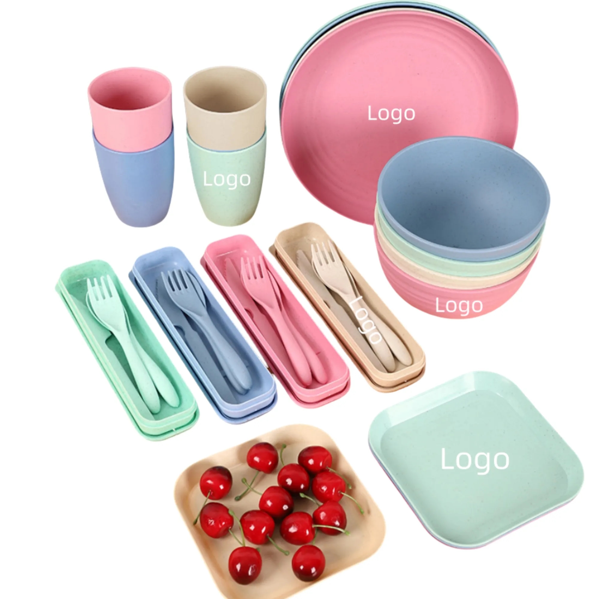 8 Piece Reusable Wheat Straw Cutlery Set 3