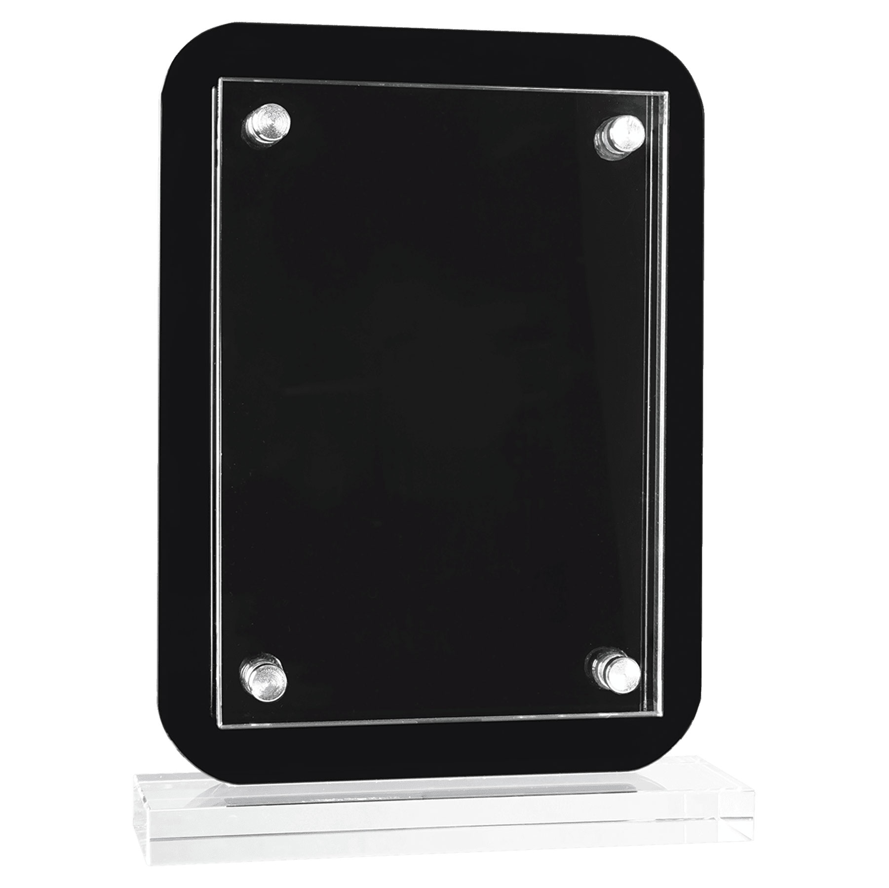 6 1/2" x 8 3/4" Black Floating Glass Standup Plaque 1