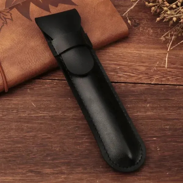 PU Leather Pen Holder - Standalone Flip Cover Organizer 11