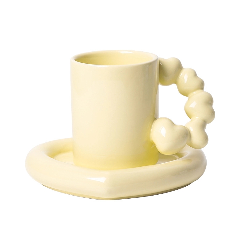 Custom 10 OZ. Ceramic Tea Cup Coffee Mug with Saucer Set 15