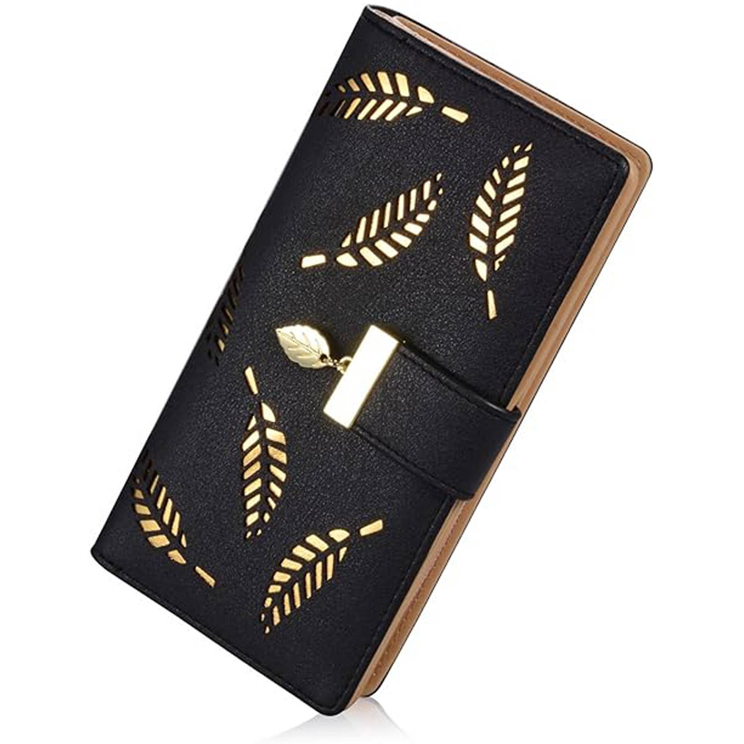 Trendy Korean Leaf Pattern Zipper Clasp Handbag Wallet 5