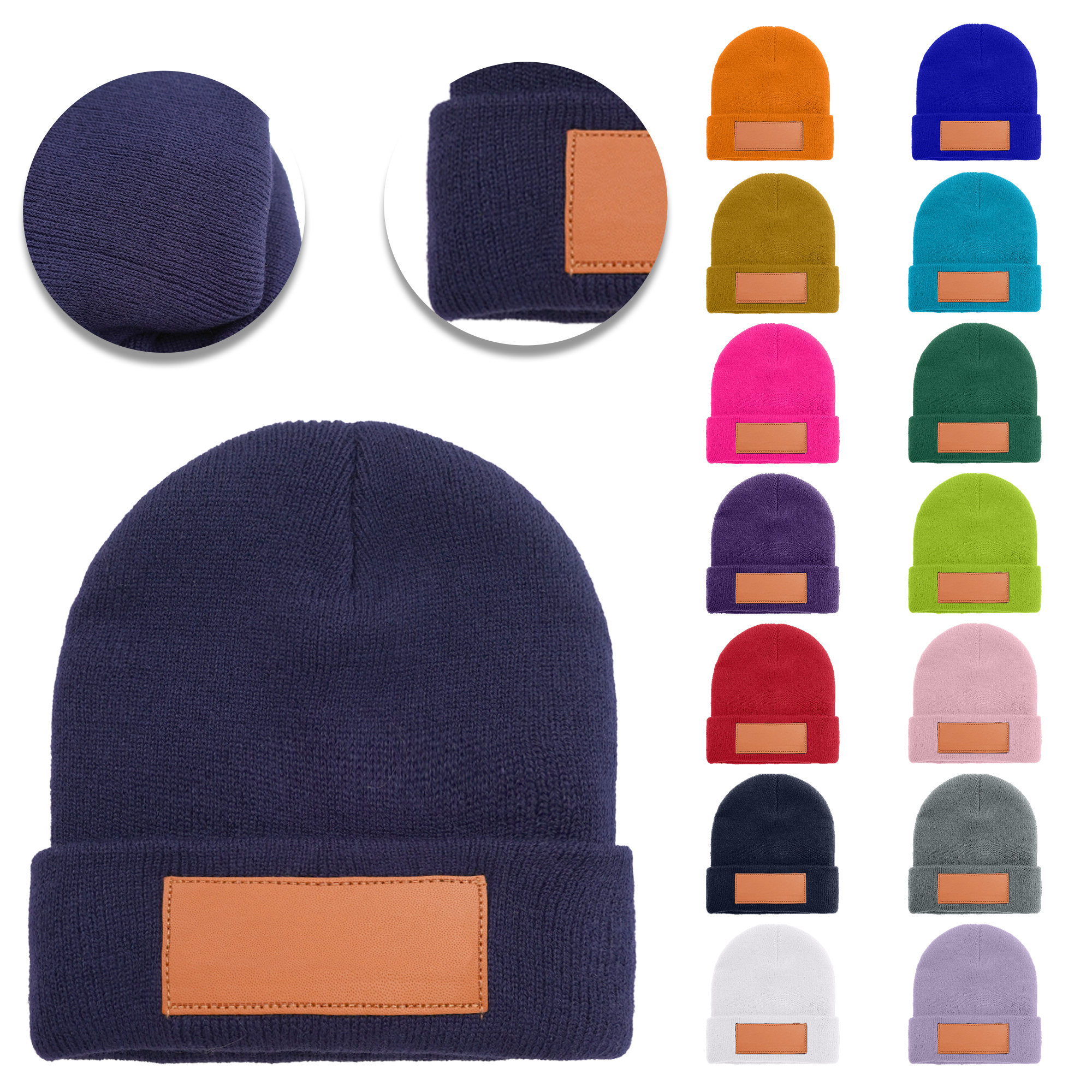 Unisex Warm Winter Hats Acrylic Knit Cuffed Beanie 18