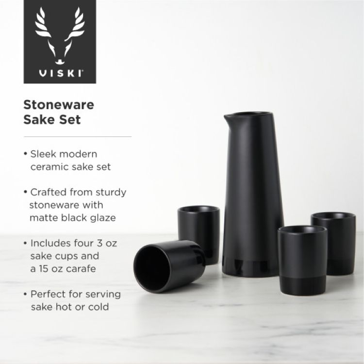 Viski® 5-Piece Stoneware Sake Set 4
