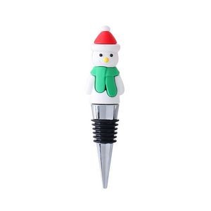 Festive PVC Red Hat Snowman Wine Cork Bottle Stopper 3