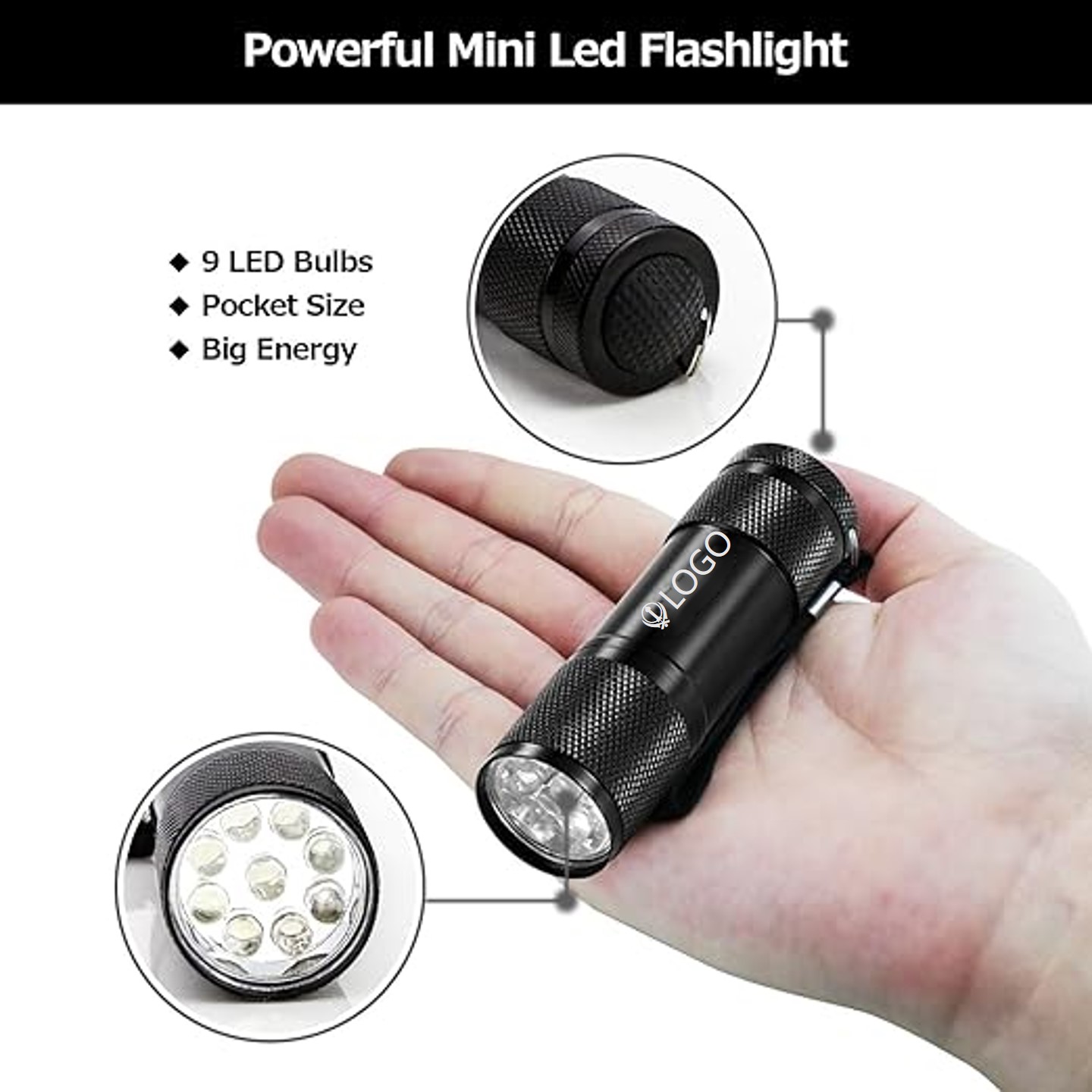 Aluminum mini 9 Led flashlight with Lanyard 4