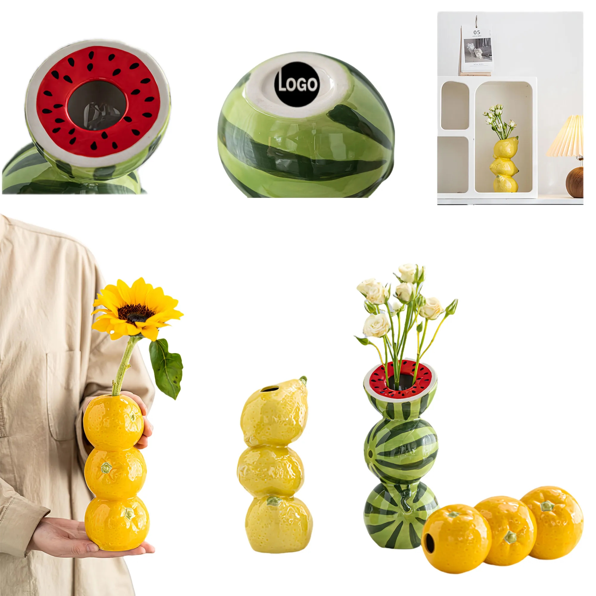 Trendy Fruit-Shaped Ceramic Vase Set Minimalist Home Decor