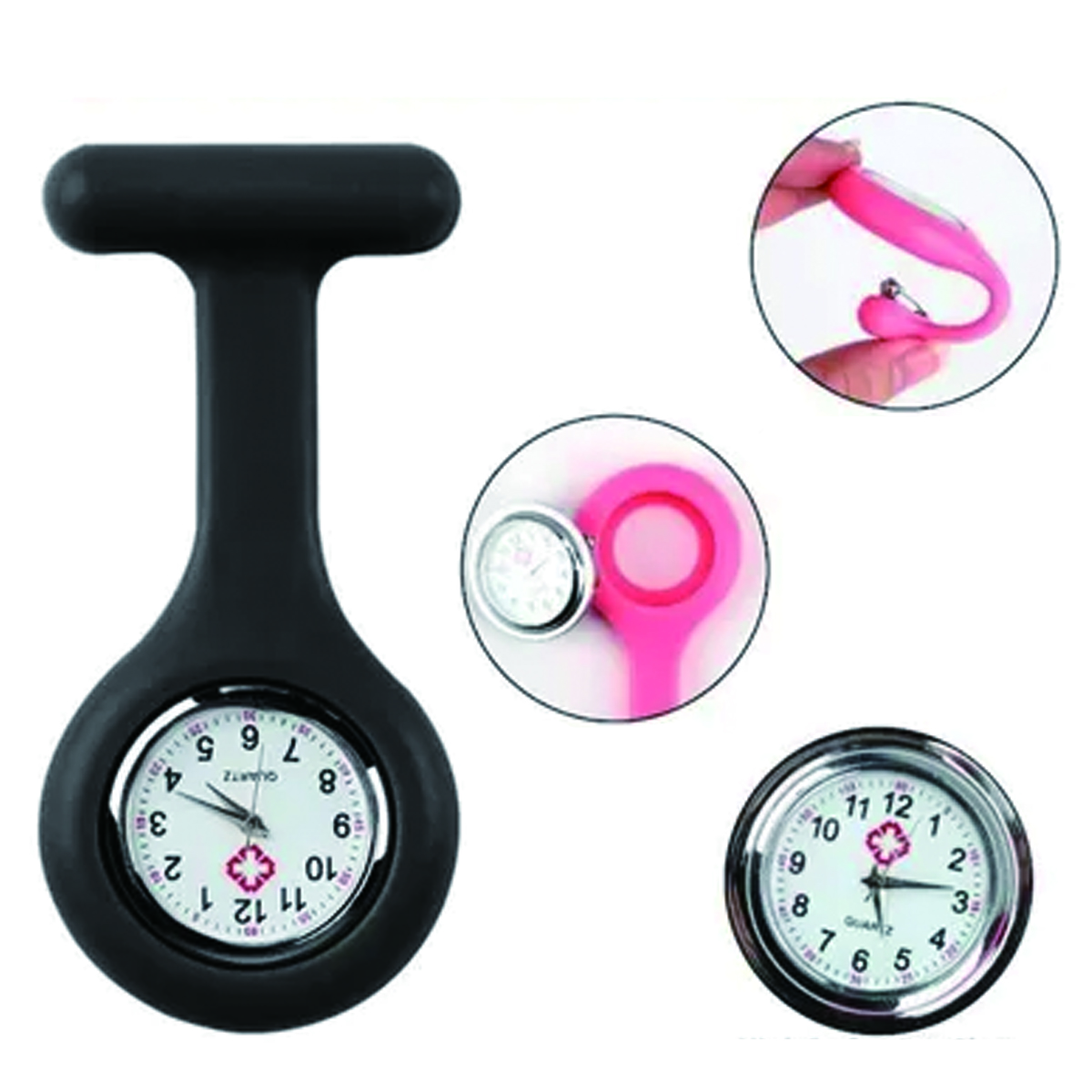 Silicone Nurse Fob Watch with Safety Pin Clip 2