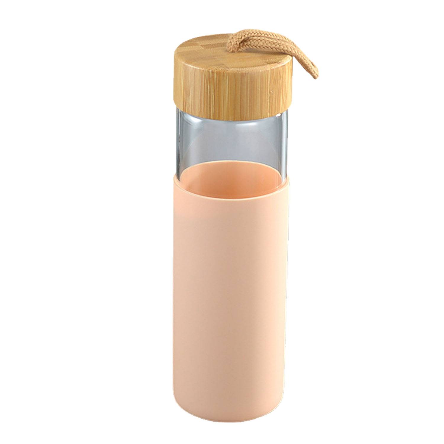 16oz Glass Water Bottle With Bamboo Lid And Silicone Sleeve 6
