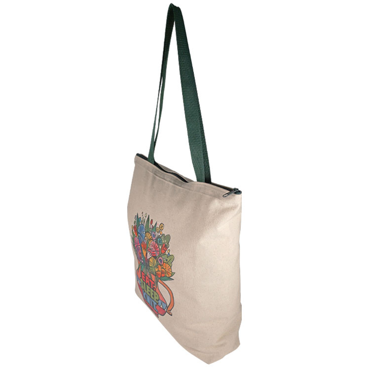 Bottom Gusset Cotton Tote, with Poly Handles & Zipper 6