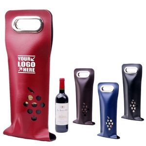 Buckled PU Leather Wine Bag With Window And Metal Handles 12