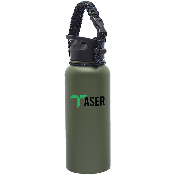 Strapped Stainless Steel Water Bottle - Double Wall, 34 oz.