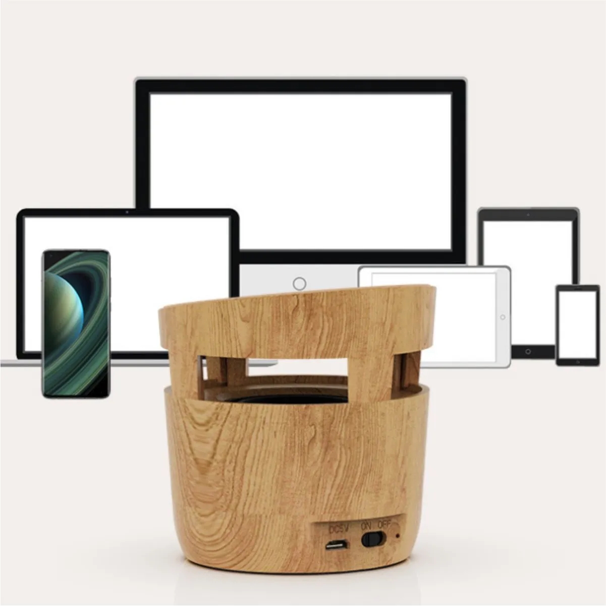 2 In 1 Wood Grain Wireless Charger With Bluetooth Speaker 4