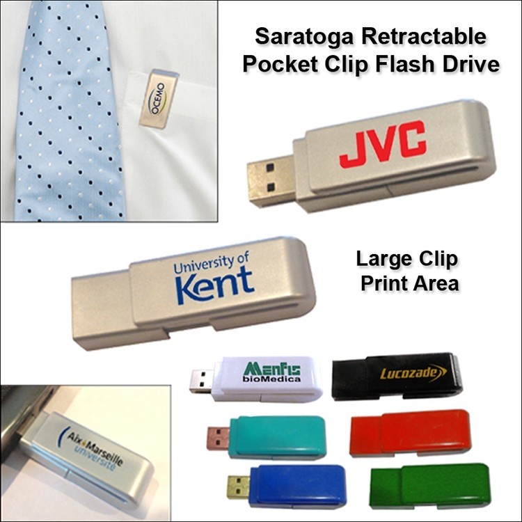 Saratoga Retractable Flash Drive / USB - 16 GB