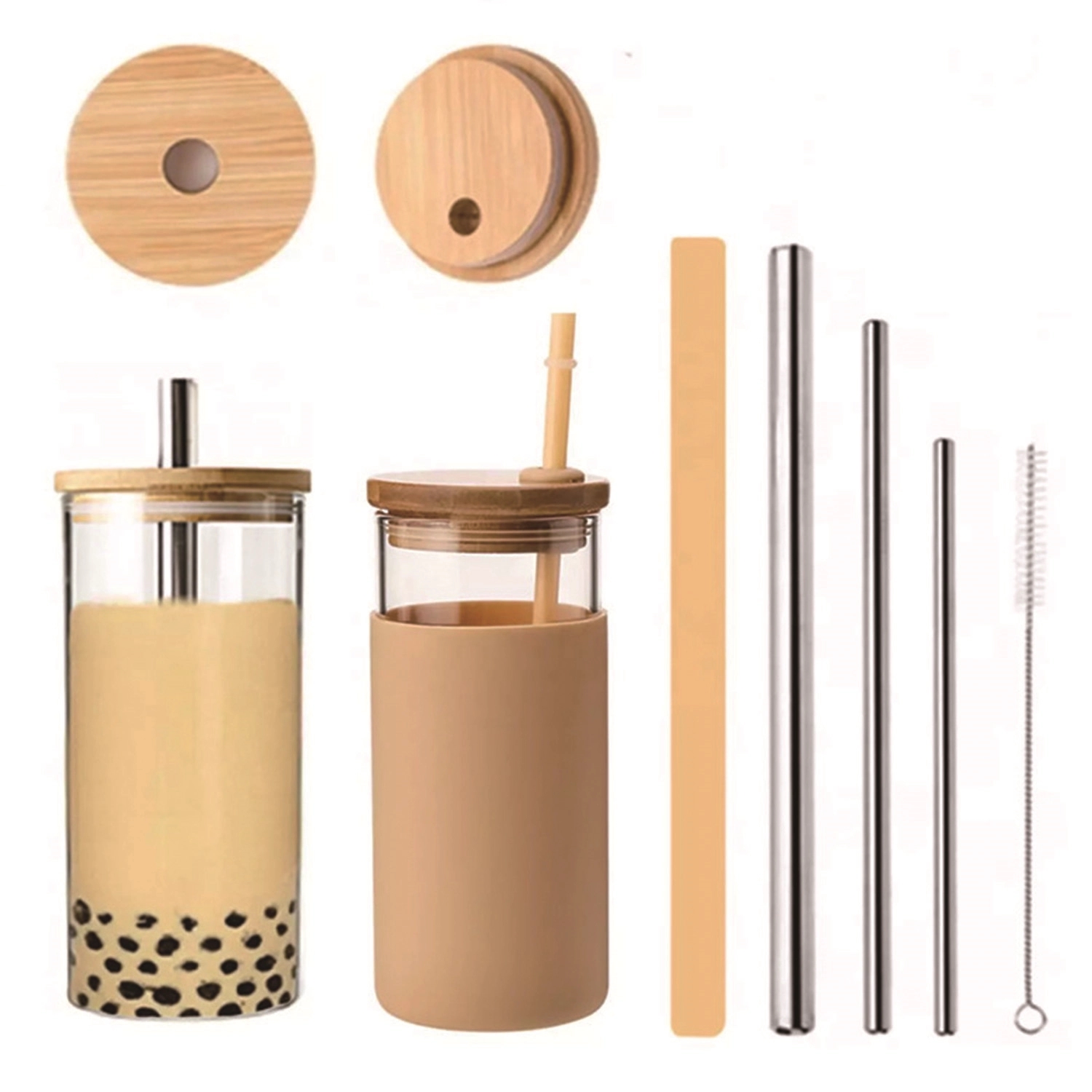 18Oz Glass Tumbler With Bamboo Lid 2