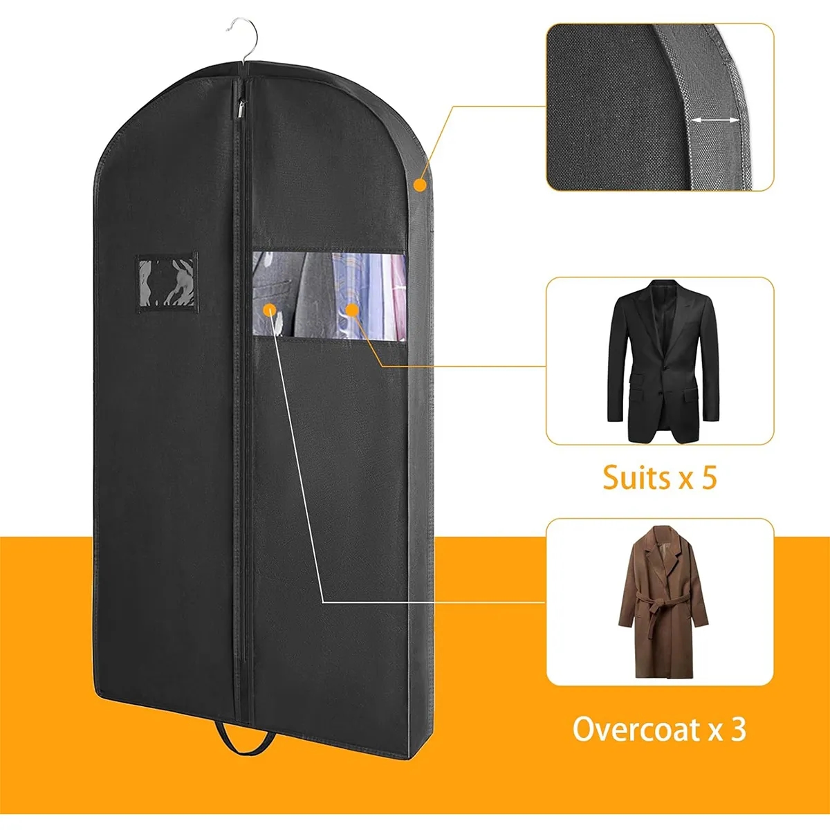Foldable Clear Hanging Travel Suit Long Dress Garment Bags 3