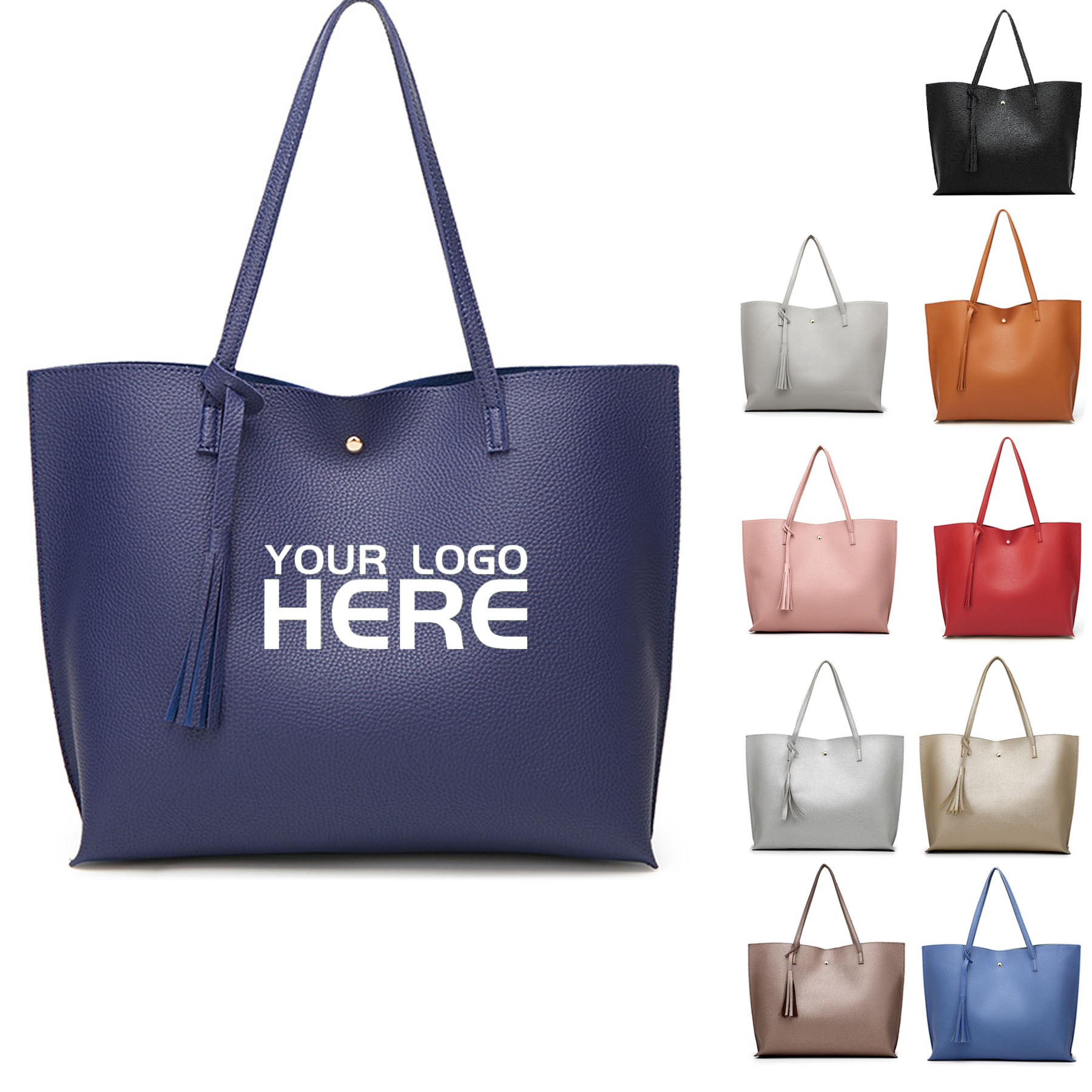 Women PU Leather Tassel Tote Bag  1