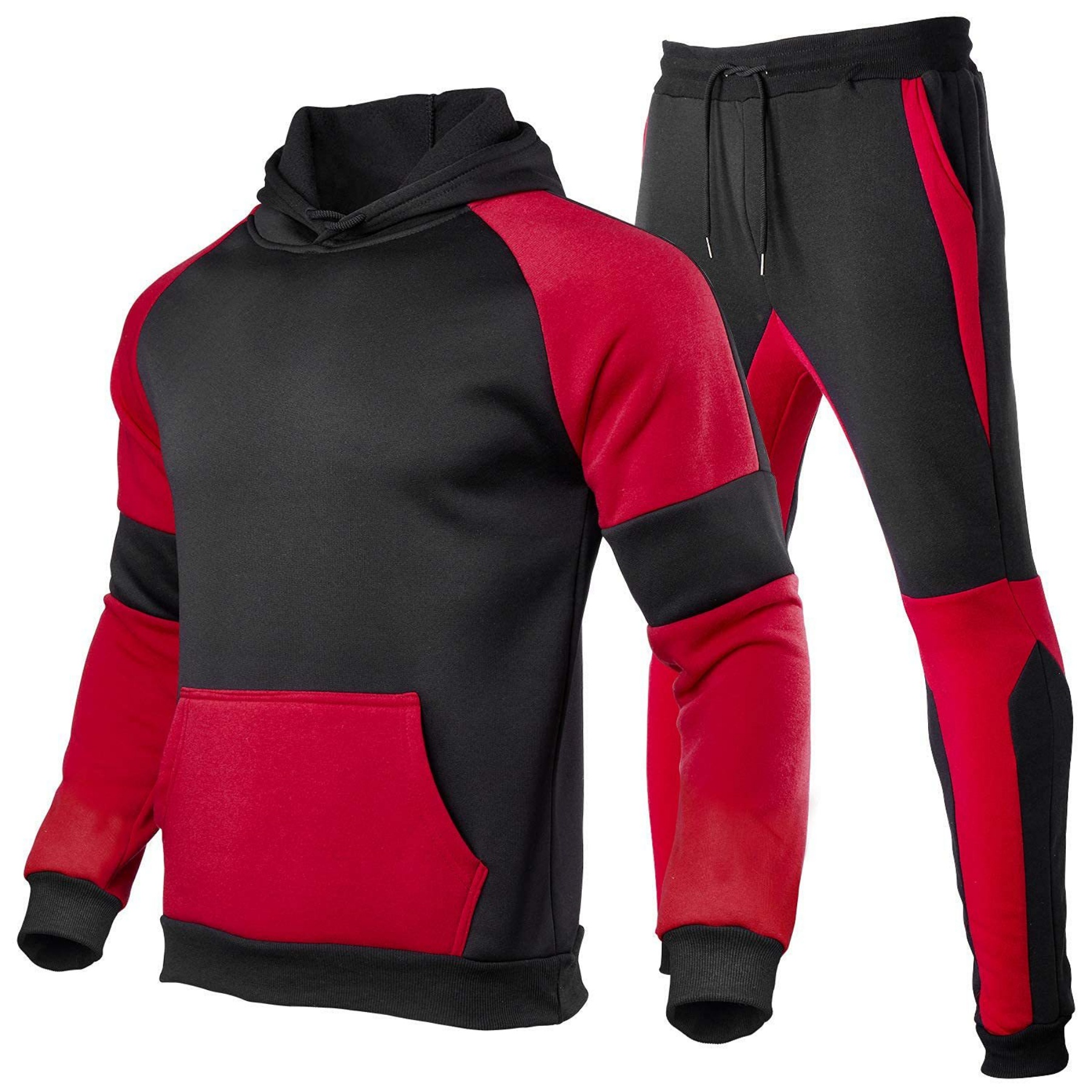 Custom Contrast 3D Printed Hooded Men Jogger Set Sweat Suit 5