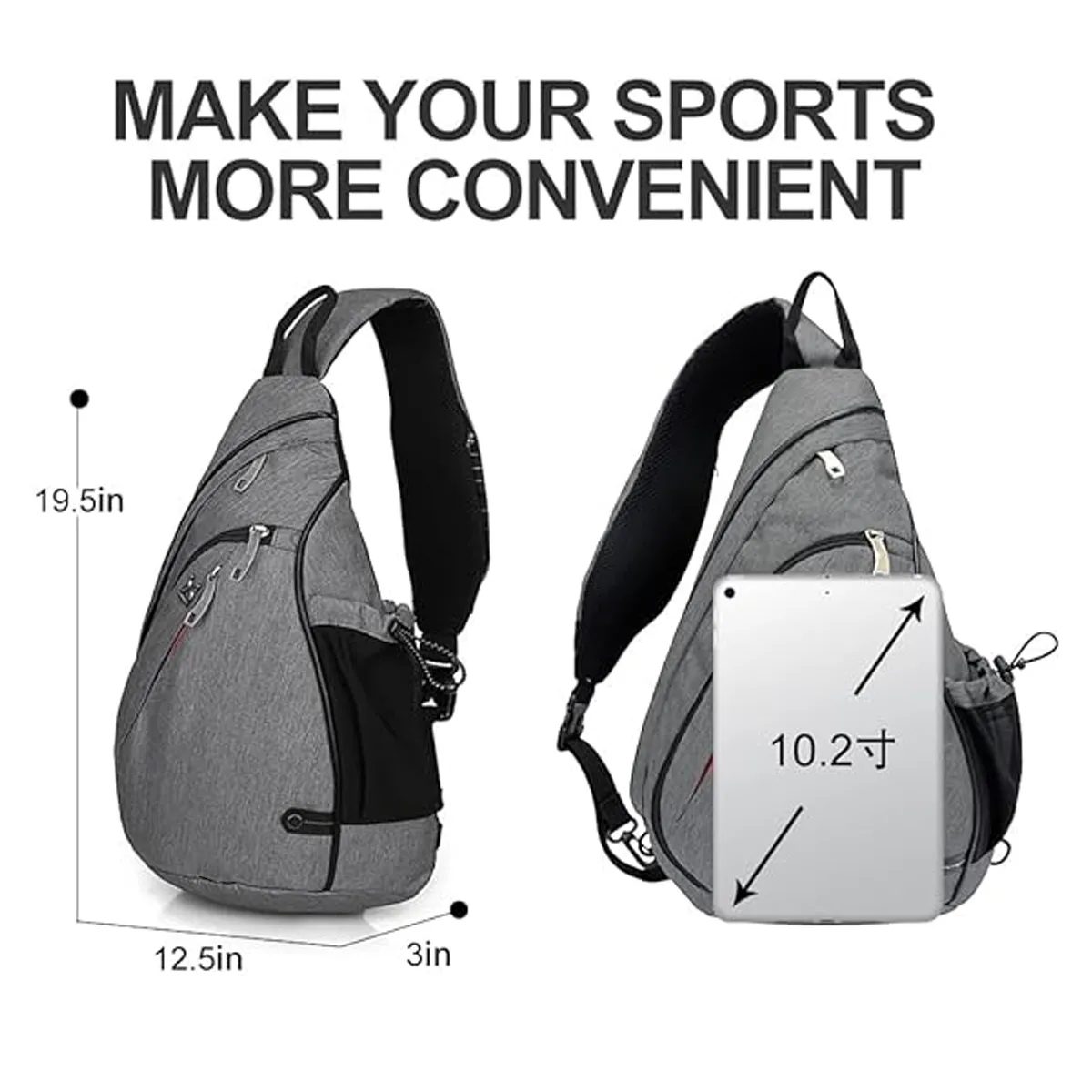 Adjustable Large Capacity Walking Hiking Crossbody Sling Bag 5