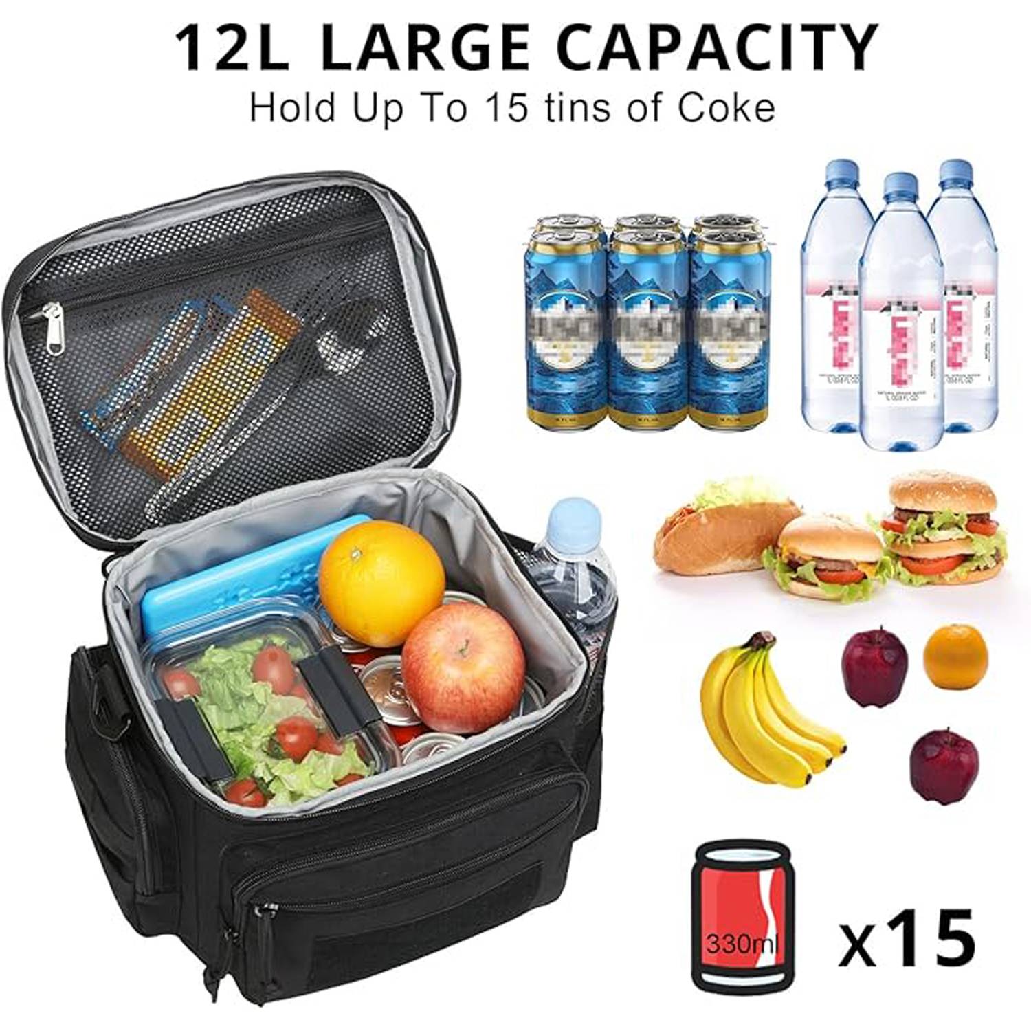 12L Oxford Insulated Cooler Bag w/ Handle for Outdoor Picnic 10