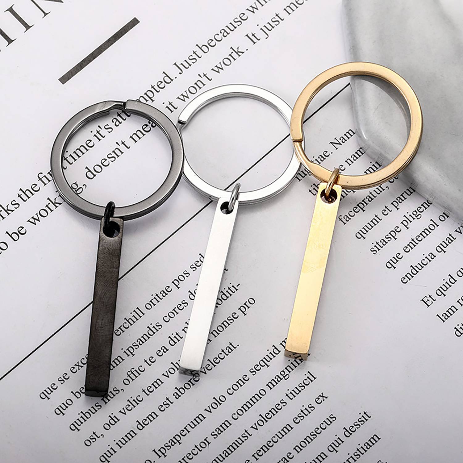 Stainless Steel Bar-shaped Keychain 4