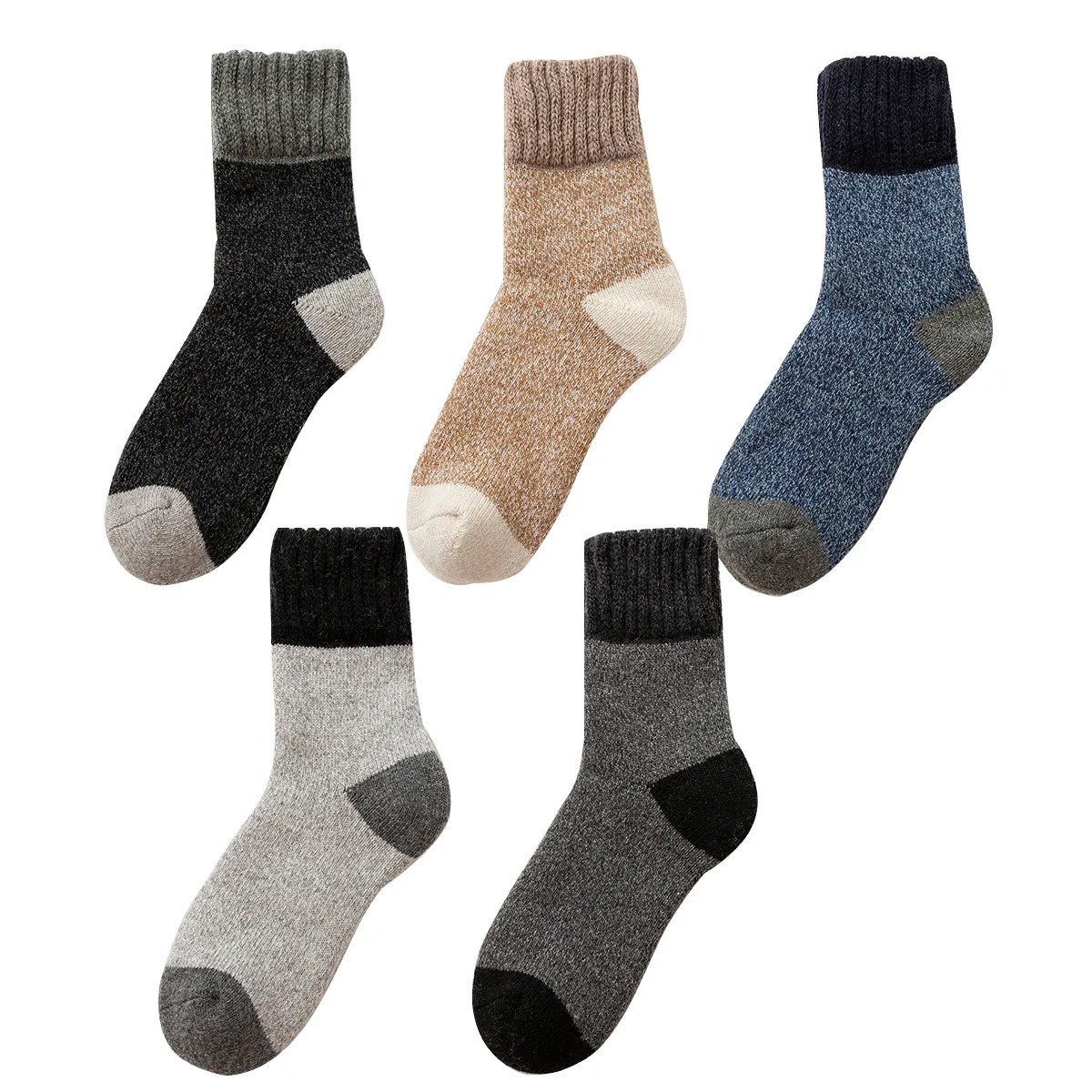 Thick Warm Fleece Wool Solid Winter Cotton Unisex Socks 5