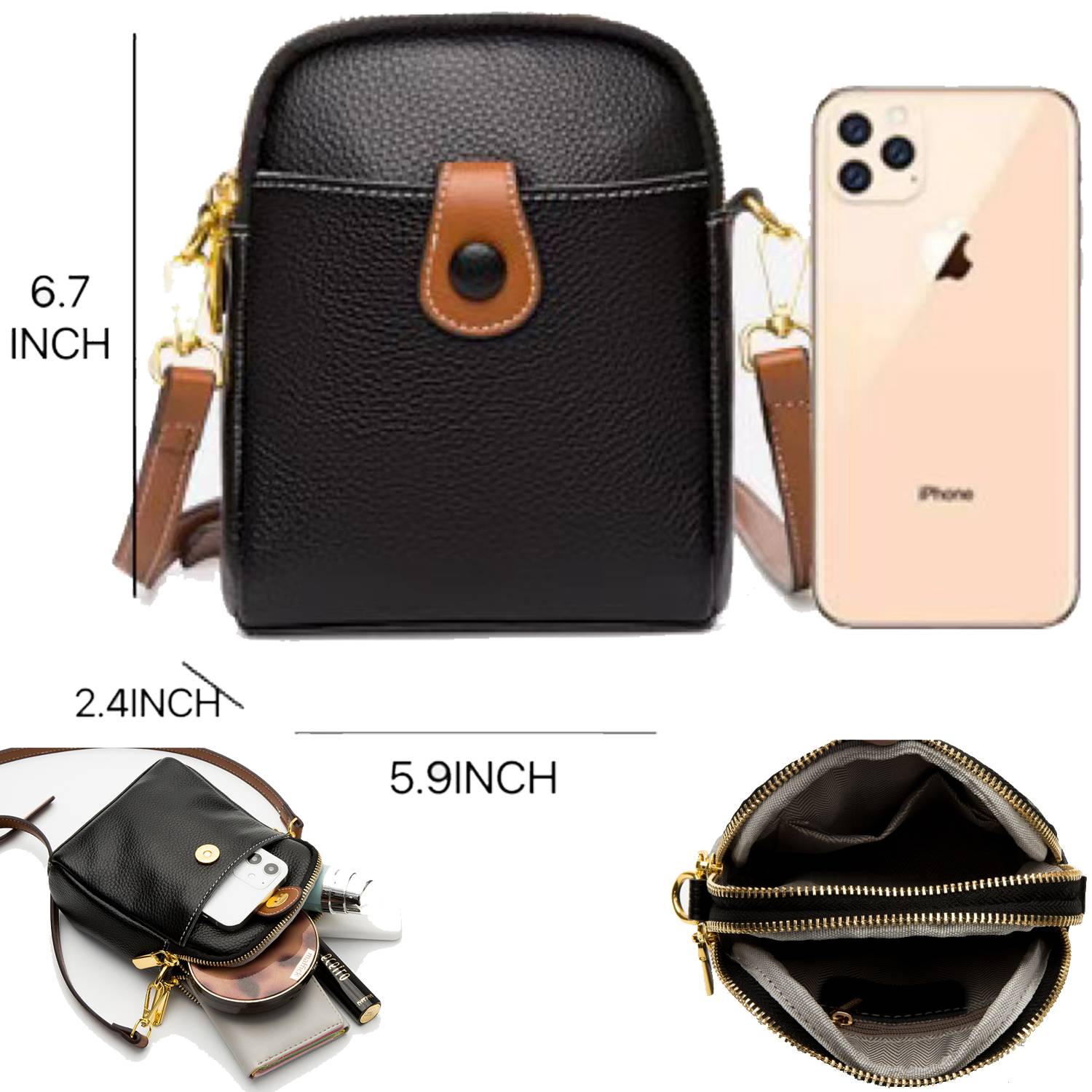 Genuine Leather Small Crossbody Cell Phone for Women Purses 6