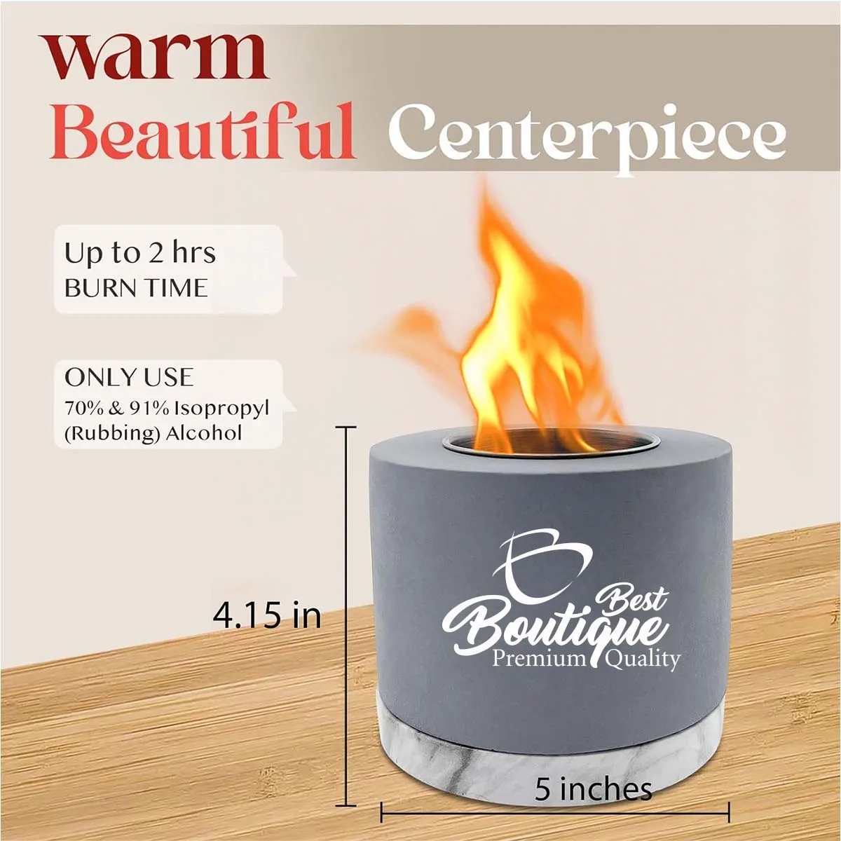 Concrete Tabletop Mini Portable Smokefree Fire Pit Bowl 2