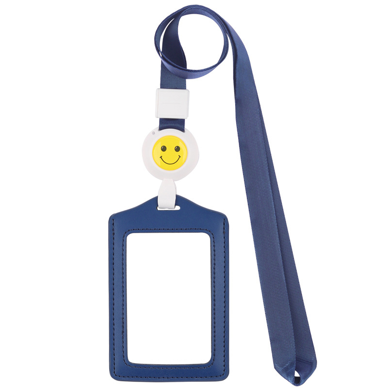 Genuine Leather Badge Holder with Telescopic Lanyard 1
