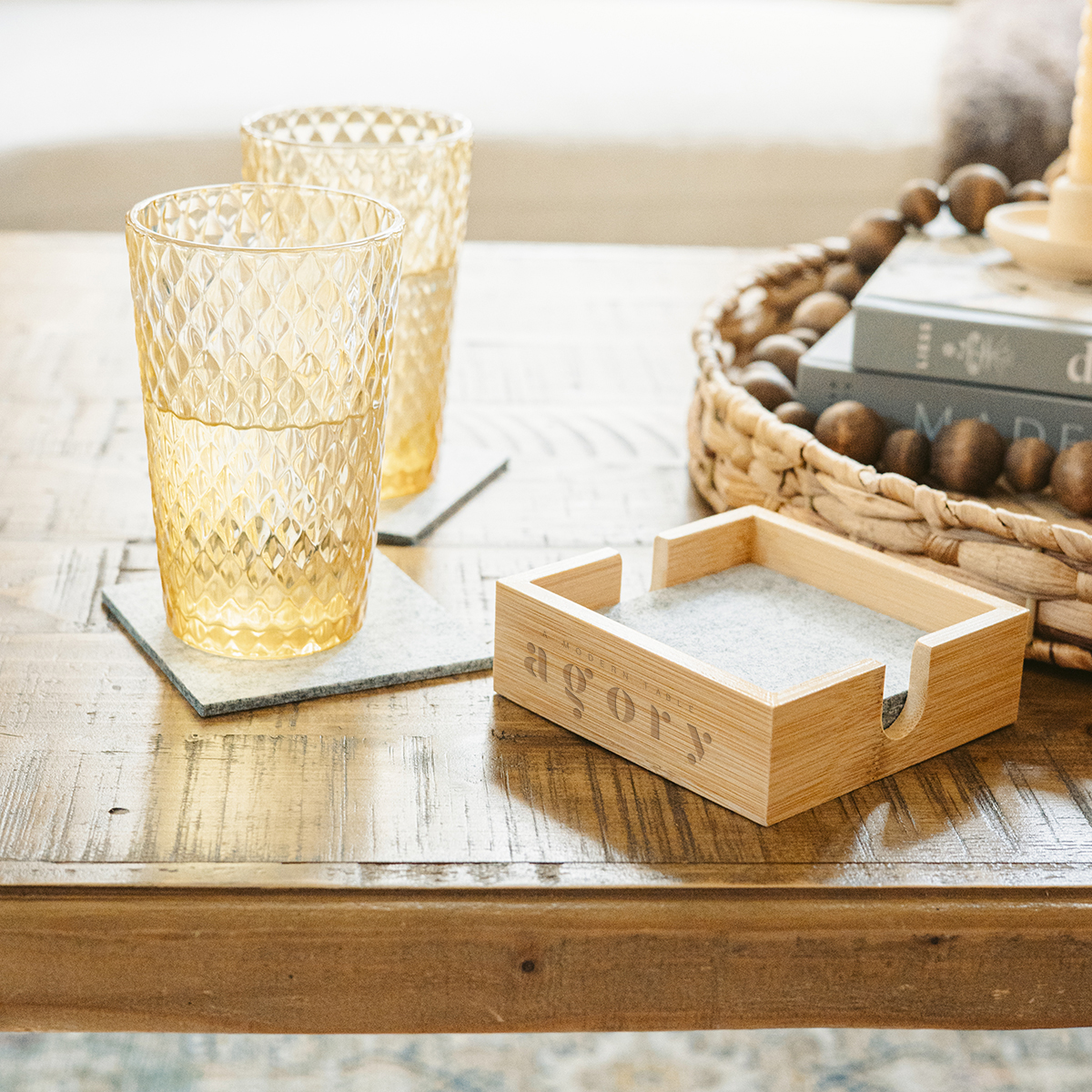 Bamboo & Recycled Felt Coaster Set 1