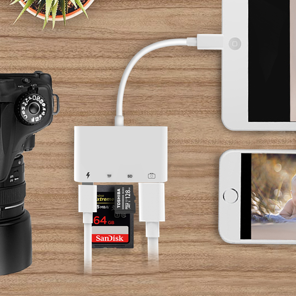 4-in-1 OTG Adapter & Card Reader – Compatible with iPhone 4