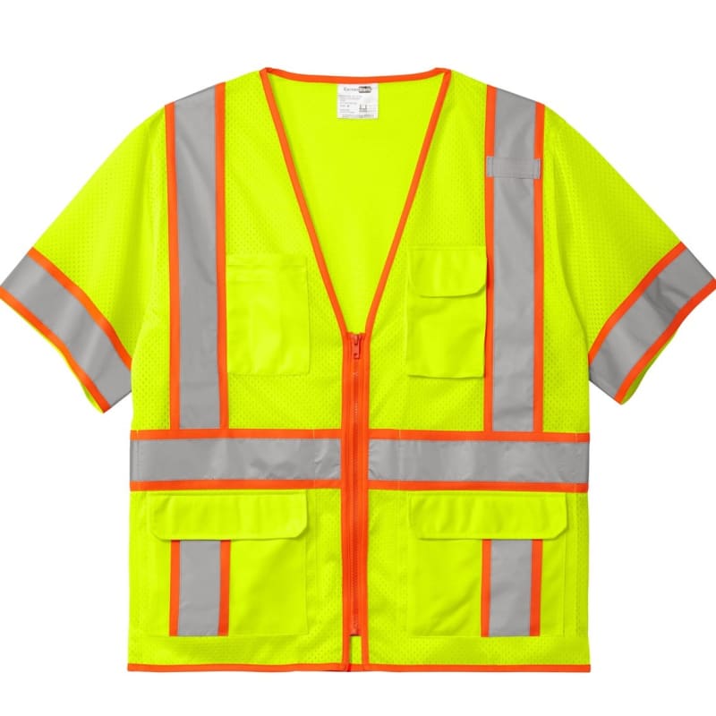 CornerStone ANSI 107 Class 3 Surveyor Mesh Zippered Two-Tone Short Sleeve Vest. 6