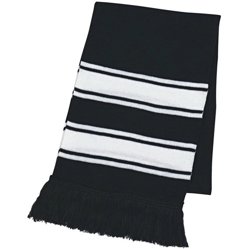 Two Tone Knit Scarf With Fringe 5