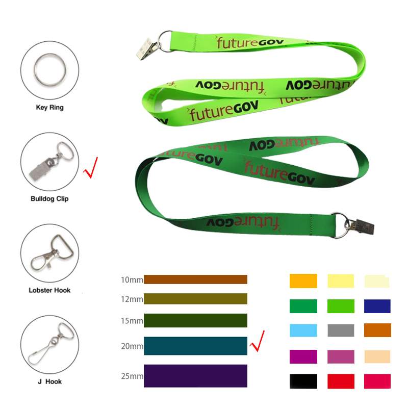 3/4" Wide Polyester Lanyard W/ Metal Bulldog Clip 1