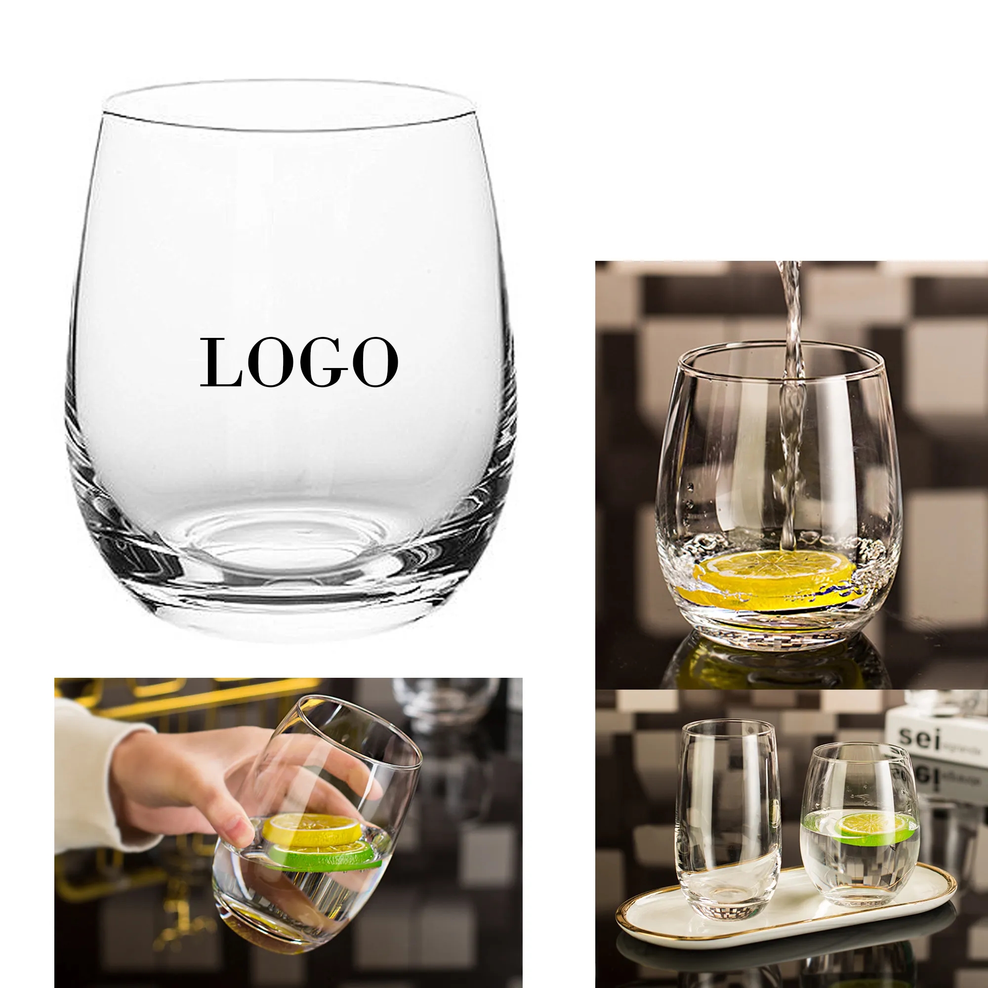 Eggshell Type Stemless Wine Glass 1