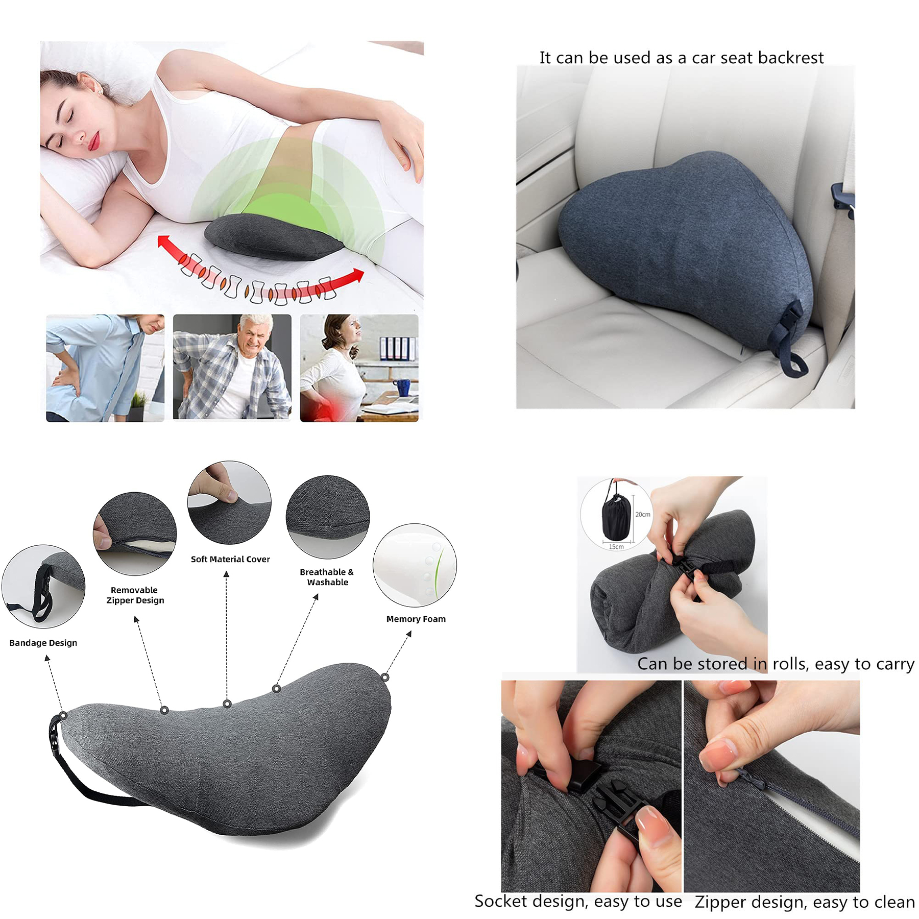 Memory Foam Lumbar Support Pillow