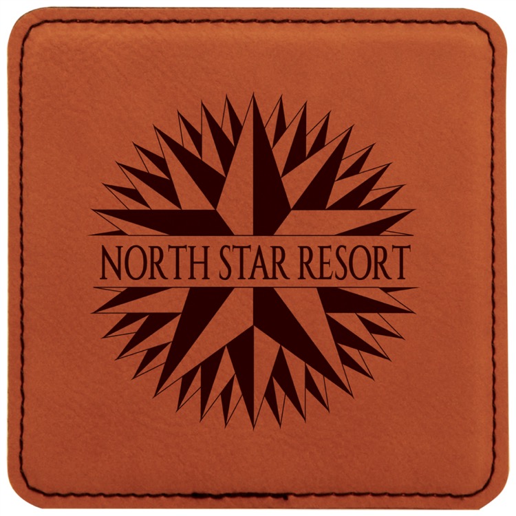 4" x 4" Square Rawhide Leatherette Coaster 2