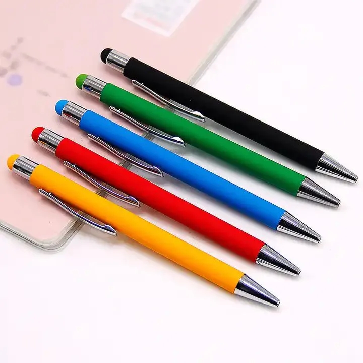 Rubberized Metal Ballpoint Pen with Stylus 1