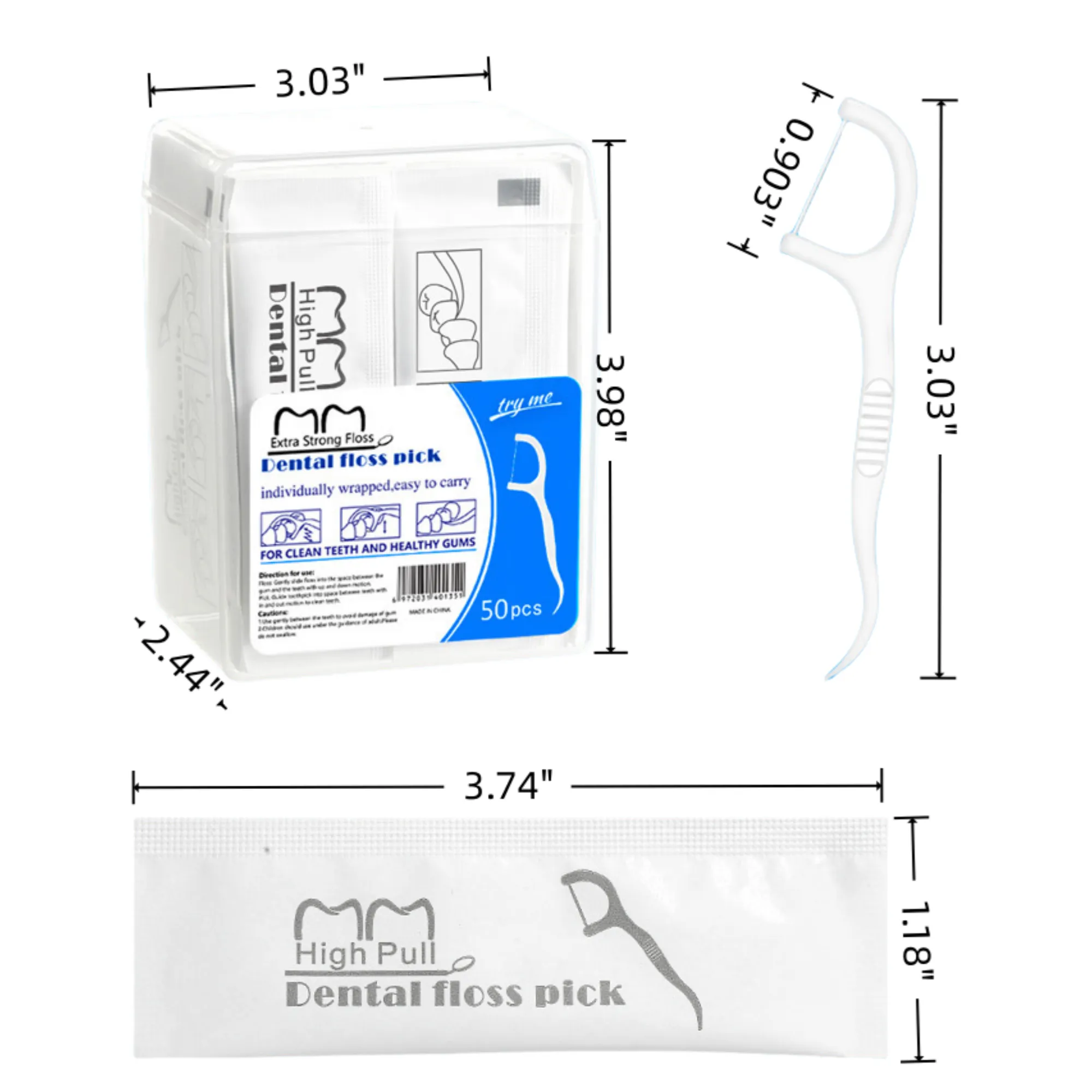 50-Count Dental Floss Picks Box 2