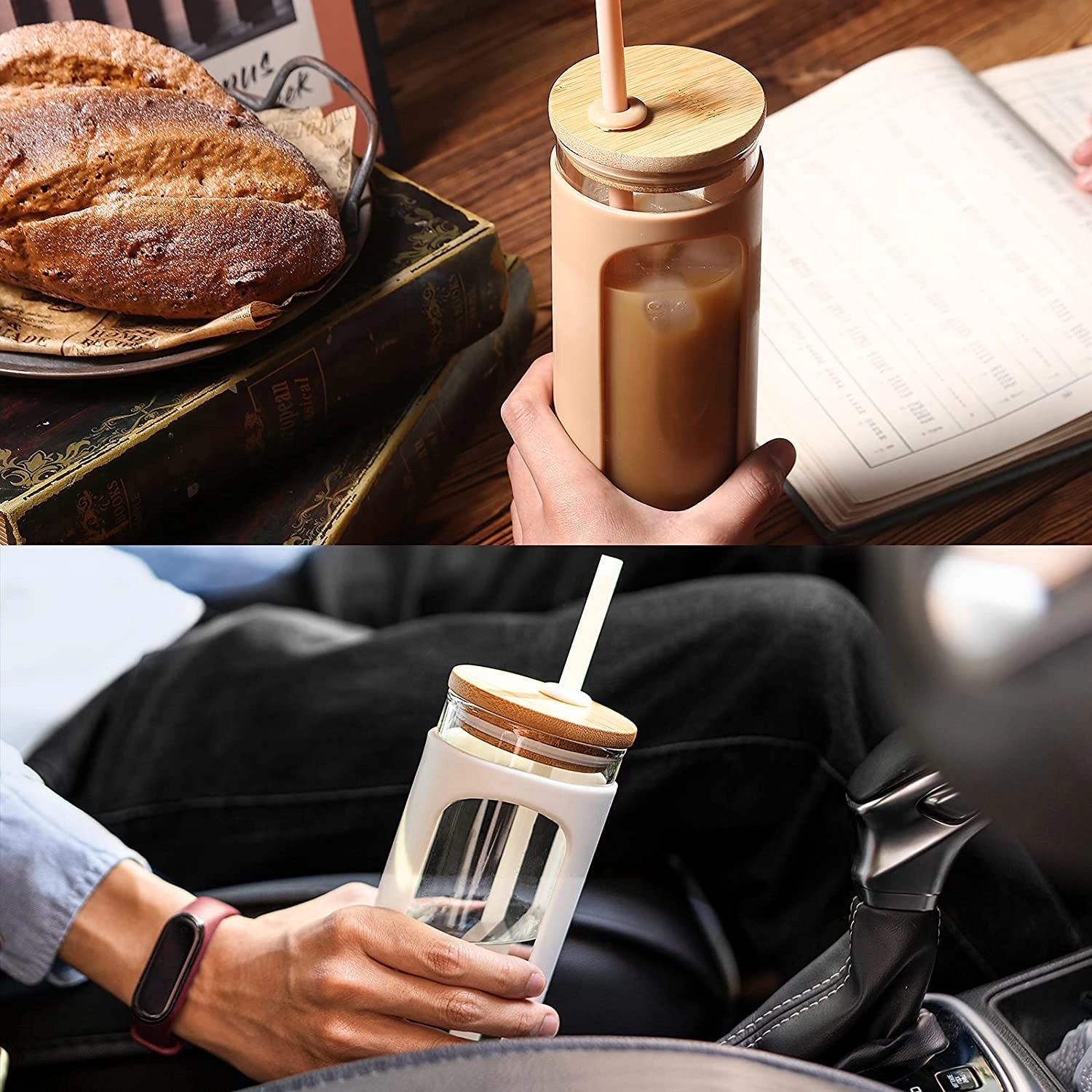20oz Straw Lid Glass Water Tumble 3