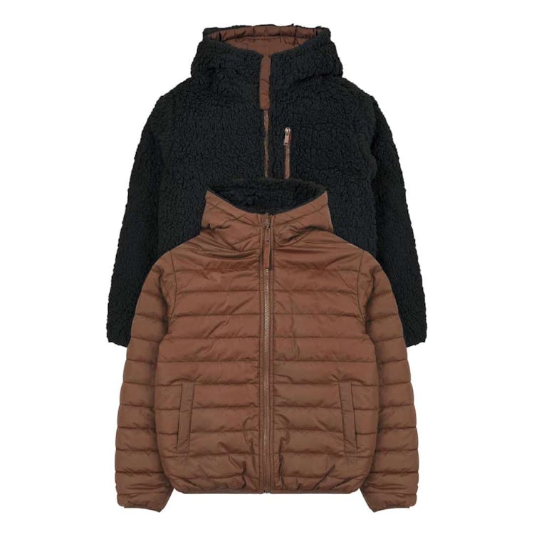 Boys' Sherpa Lined Reversible Jacket - Brown Size 8-16 2