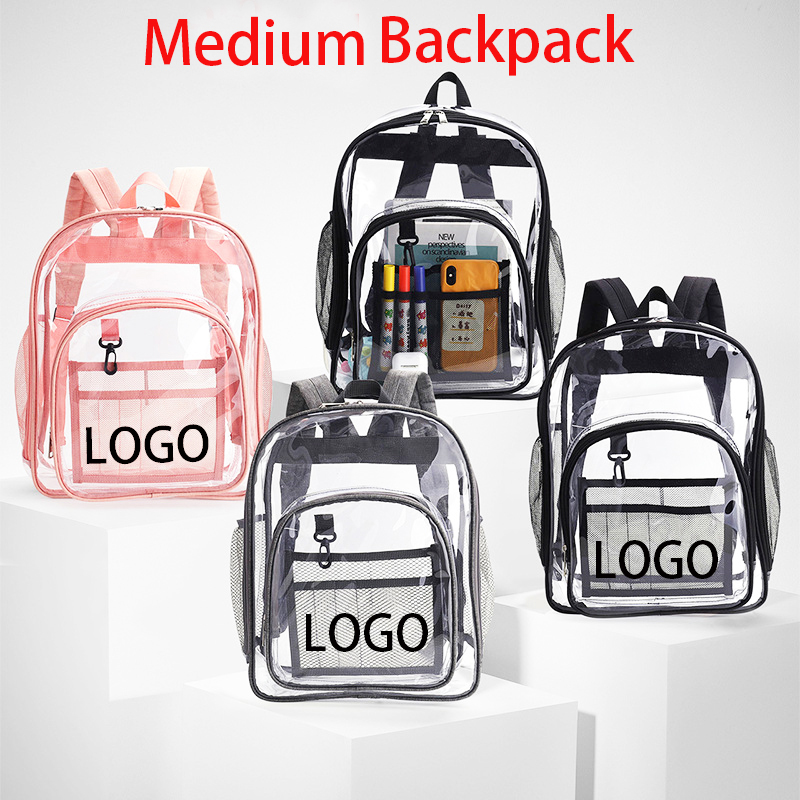 Medium Transparent See Through Plastic Clear Bookbags 2