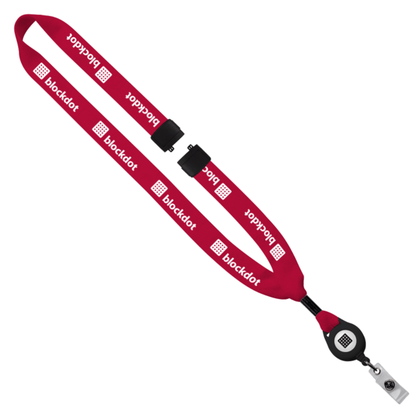 3/4" Cotton Lanyard with Metal Crimp & Retractable Badge Reel 280