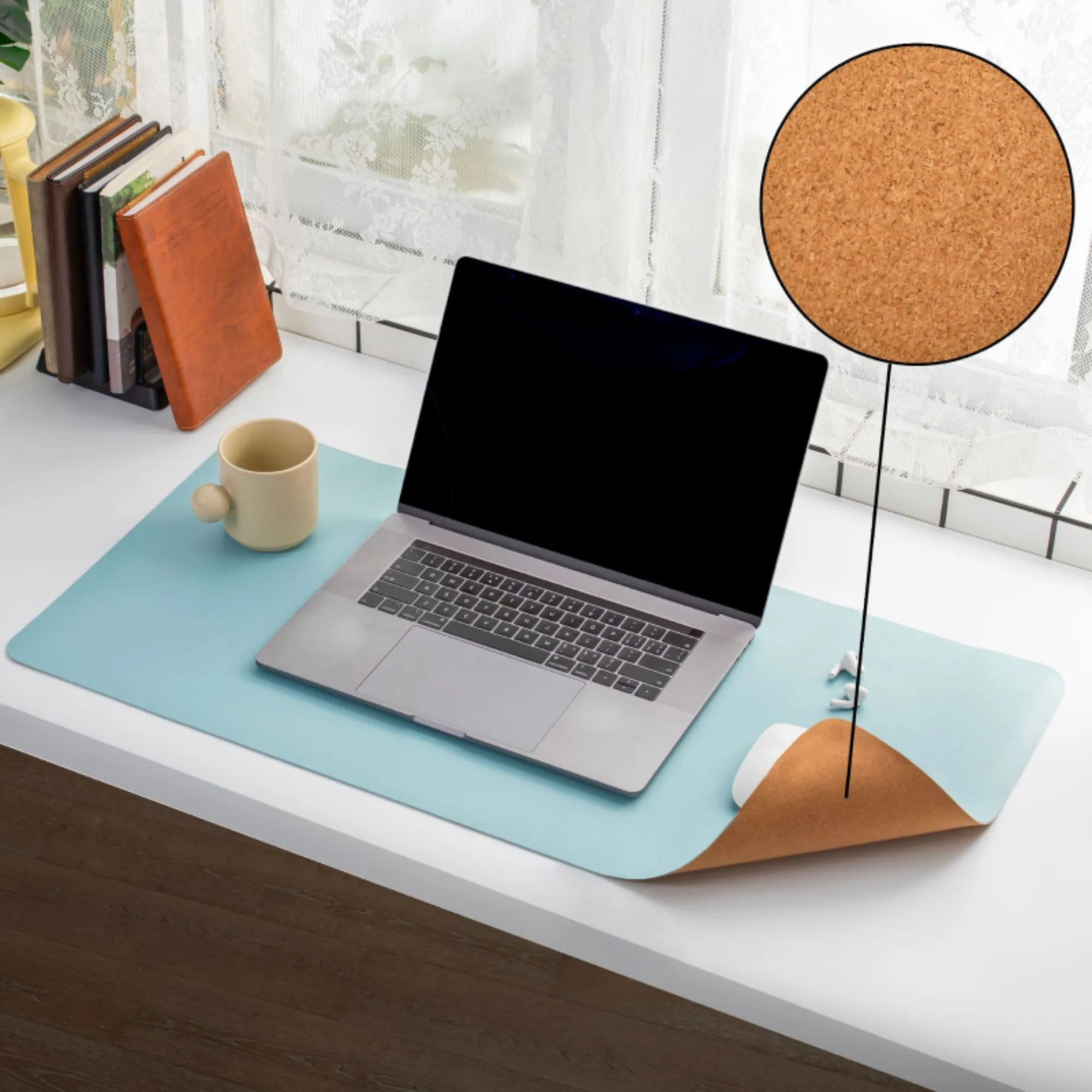 Large Mouse Pad Desk Mat With Cork And Leather 3