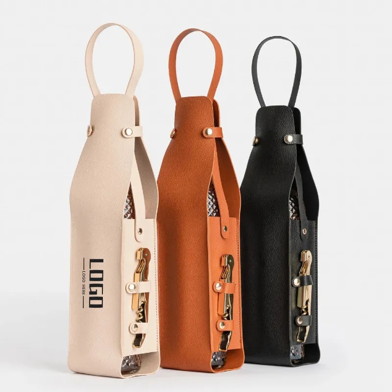 Single PU Leather Wine Bottle Carrier 2