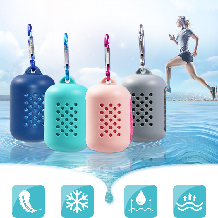Silicone Case microfiber sports sweat instant cooling towel 5