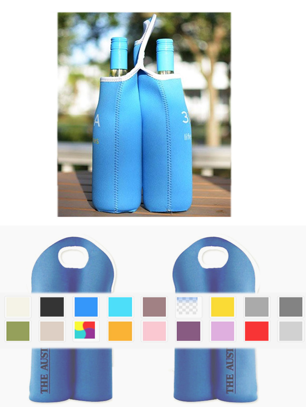 iBank ® 2-Bottle Neoprene Wine Carrier Tote Bag, Bottle Holder 1